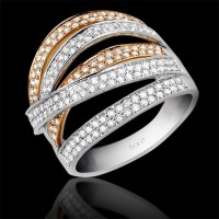 Sortija. Oro blanco y oro rosa 18K
Diamantes: 1.38cts, talla brillante, 198 piedras