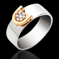 Sortija. Oro blanco y oro rosa 18K
Diamantes: 0.11cts, talla brillante
Engaste invisible